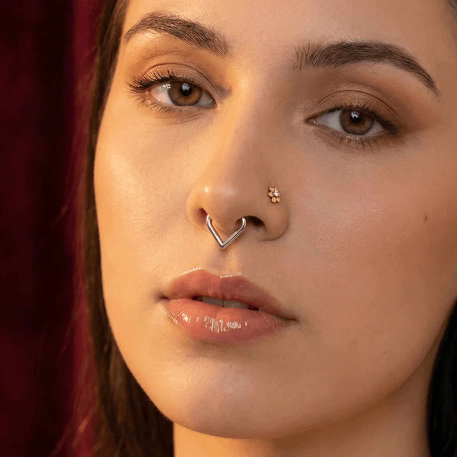G23 Titanium V-Shape Hinged Segment Clicker Ring Septum Nose Cartilage