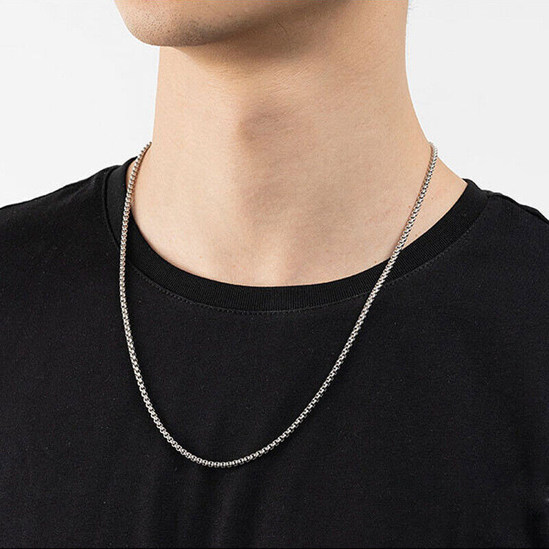 Pure Titanium 3mm Width Square Box Chain Anti-allergy Ultralight Necklace Unisex