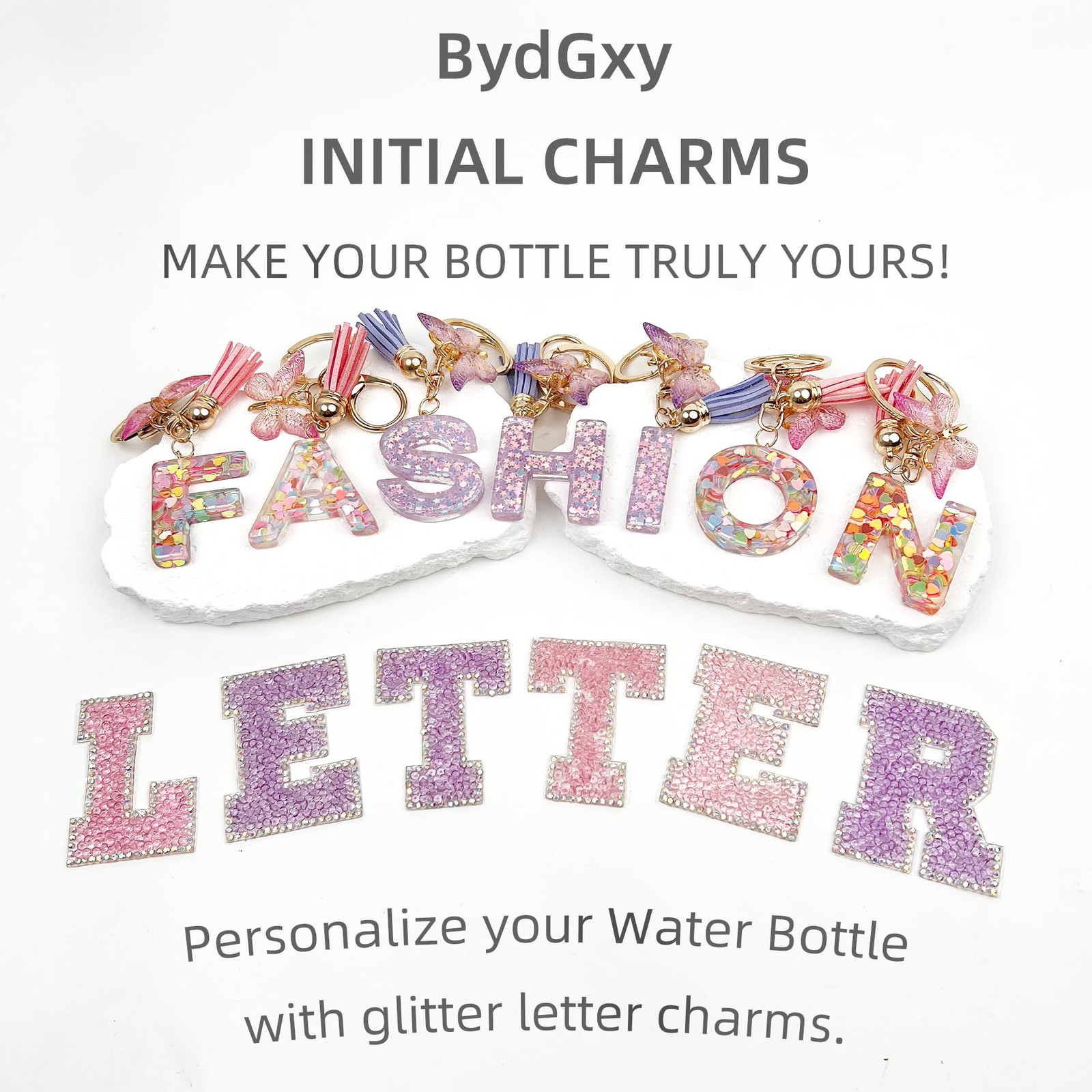 BydGxy Letter Handle Strap Accessories with Cute Initial Charm Compatible wit…