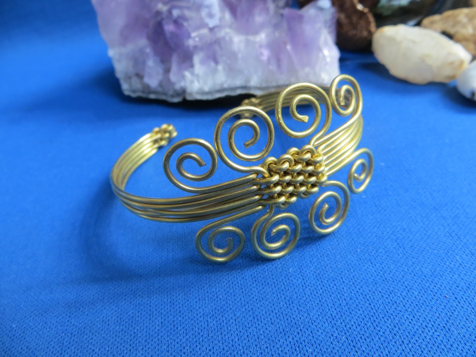 AFRICAN JEWELRY KENYA HAND-CRAFTED POLISHED BRASS WIRE BANGLE BRACELET