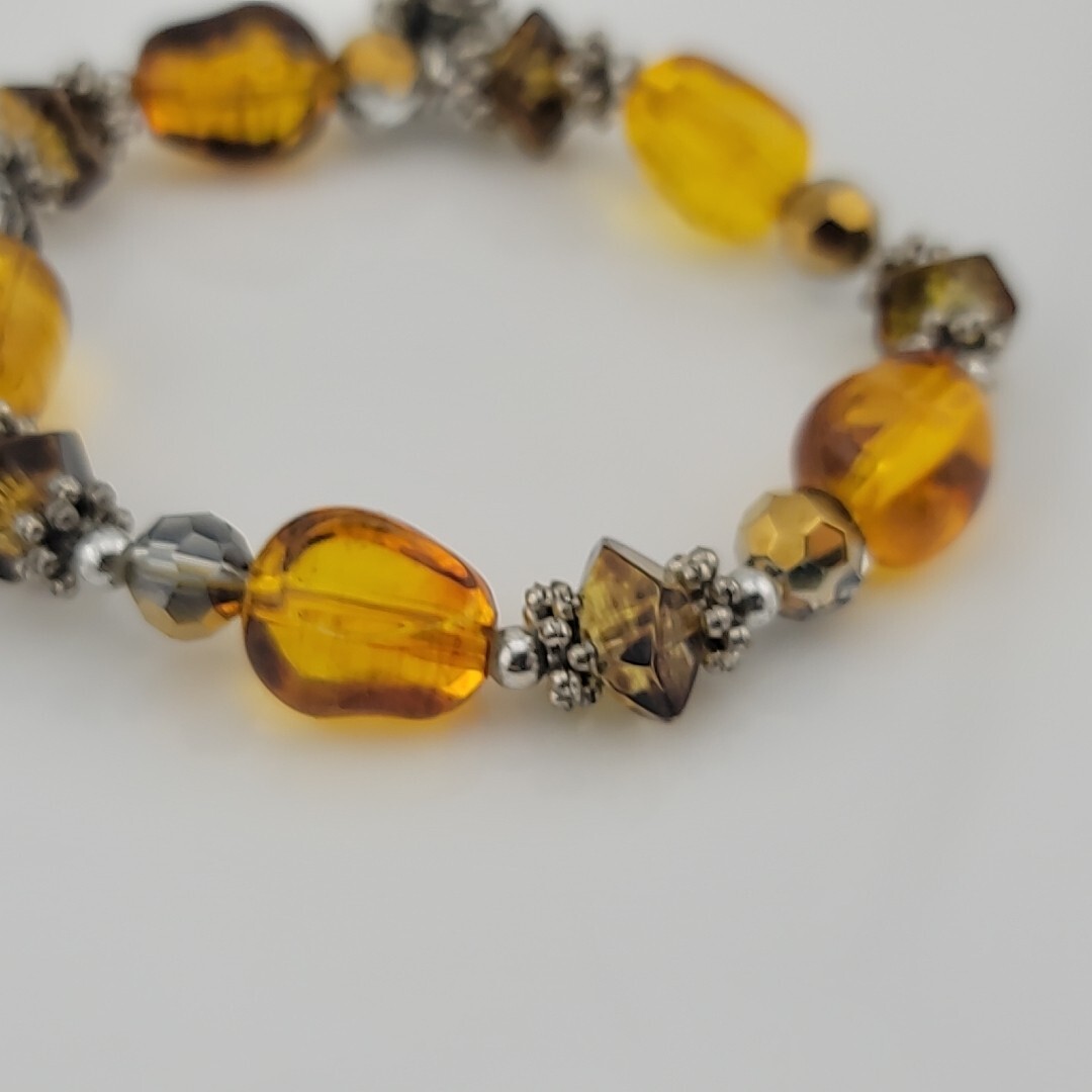 Alexa’s Angels Amber Color Beaded Heart Treasure Box 7″ Stretch Bracelet