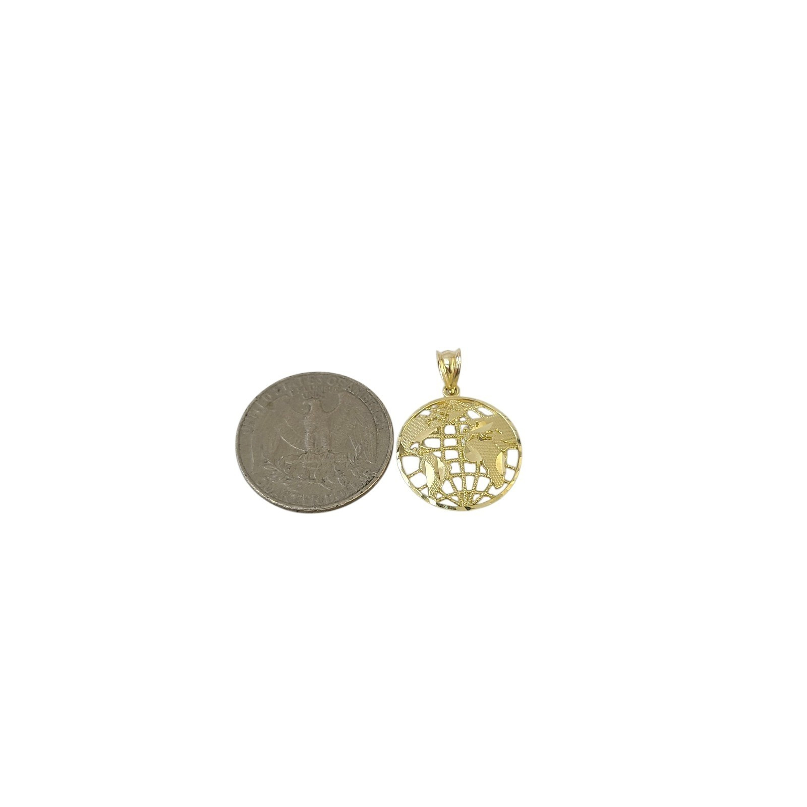 10K Gold World Map Globe Pendant Charm Religious Jewelry 1″