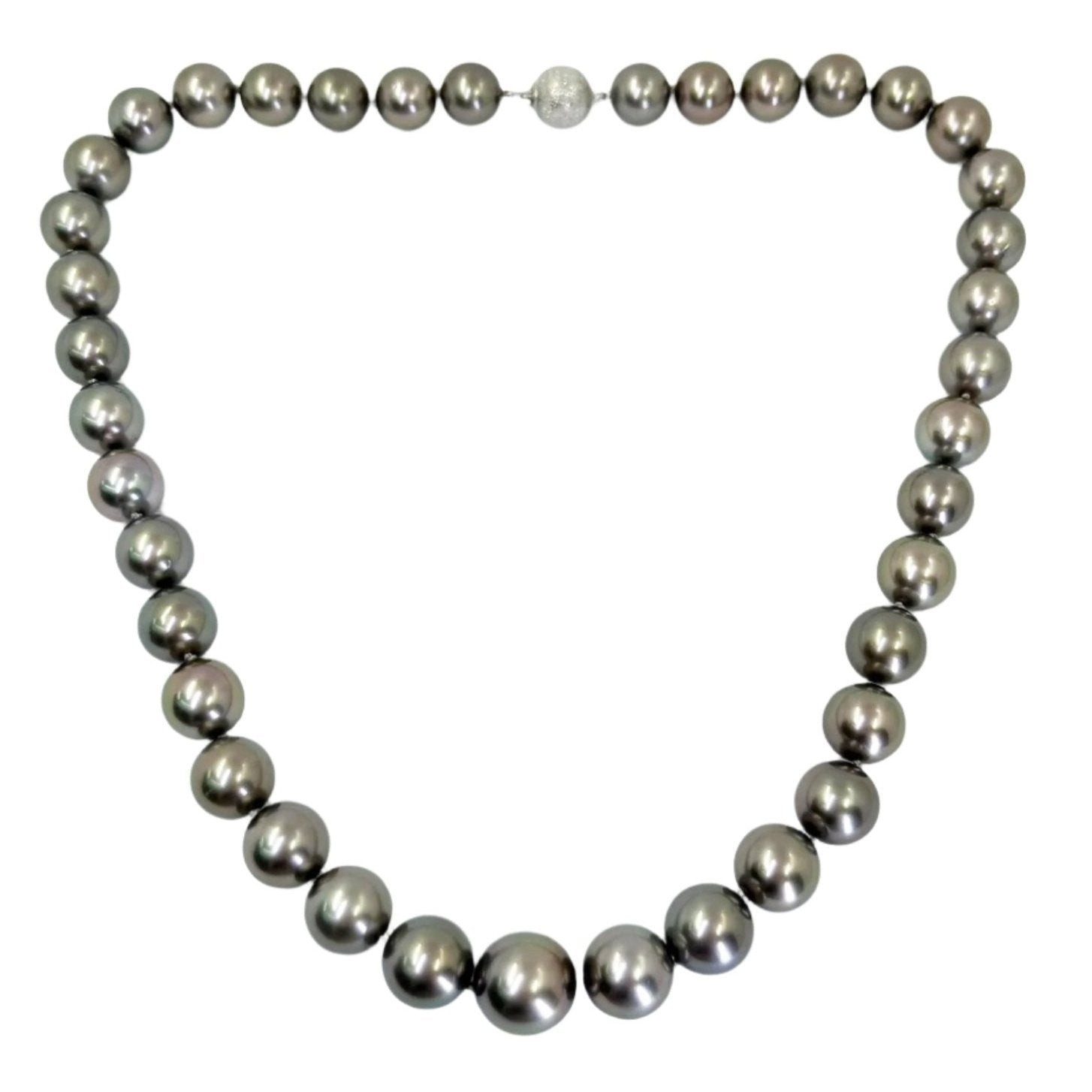14K White Gold Tahitian Cultured Pearl Necklace