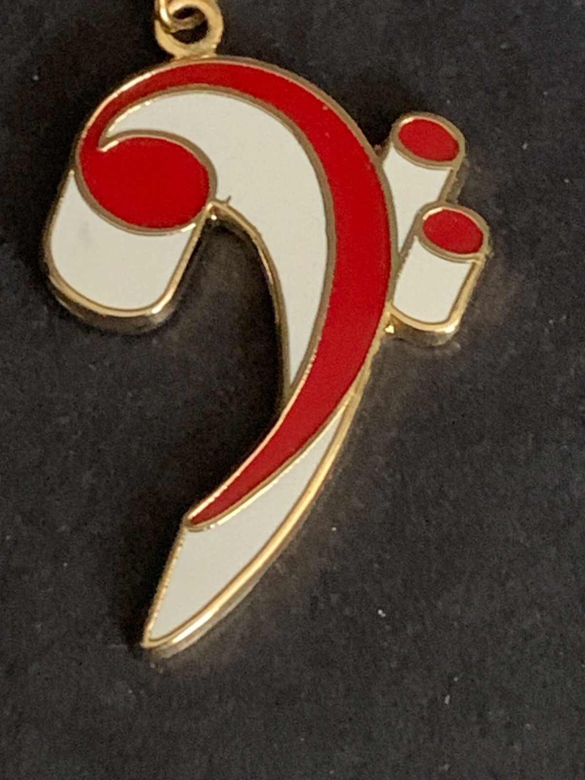 Vintage Bass Clef Red White Enamel Dangle Musical Note Earrings Future Primitive