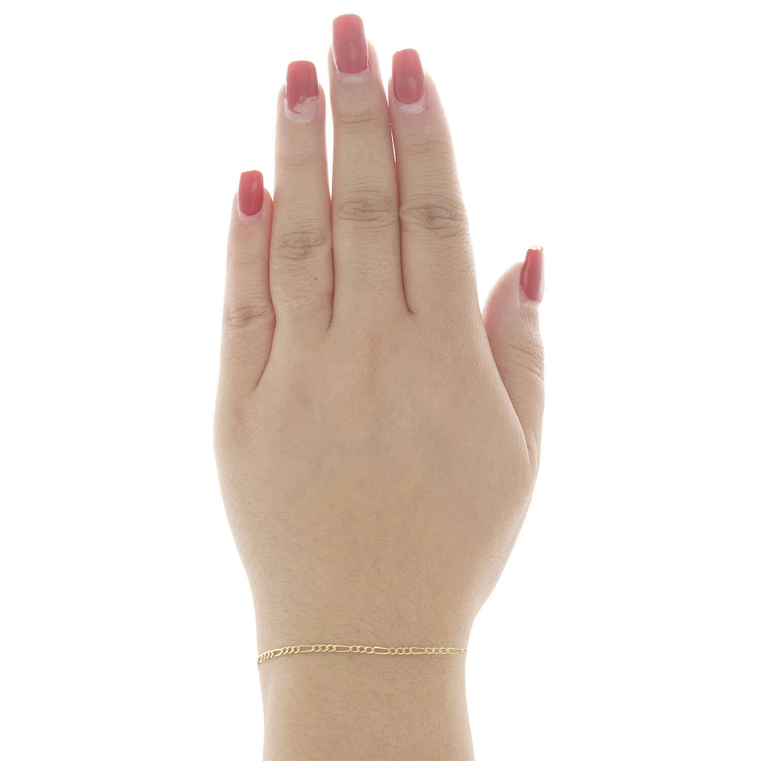 Real 10K Yellow Gold 2mm Hollow Plain Fiagro Link Bracelet / Anklet 7-10 Inches