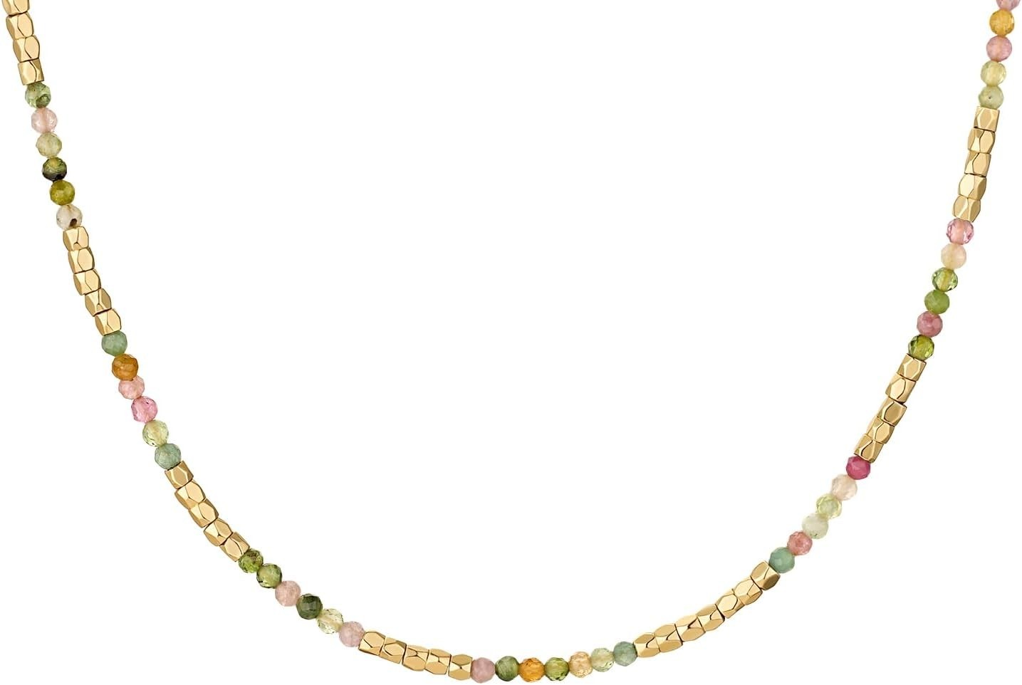 Trendy Handmade Gold Plated Choker – Dainty Tourmaline Bead Layering Necklace