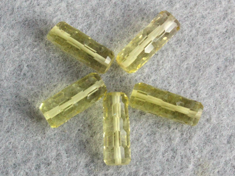 AAA Natural Lemon Quartz Faceted Tube Log Gemstone Beads