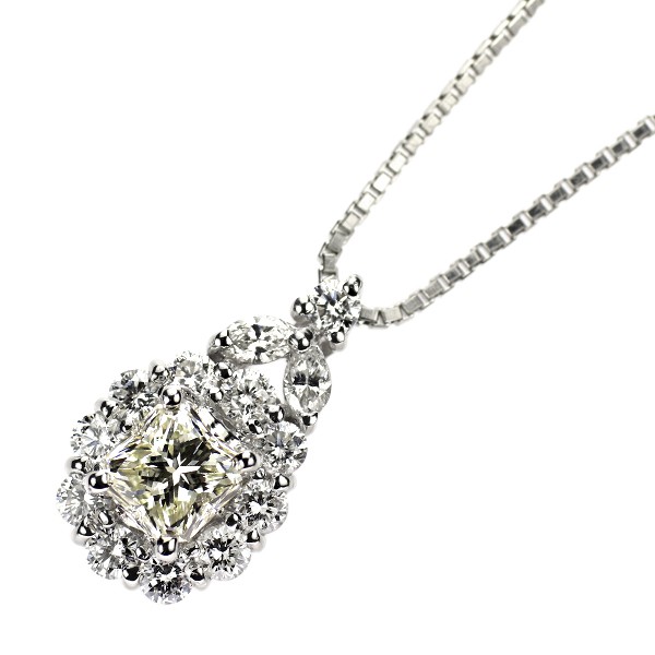 Pt900/ Pt850 Diamond Pendant Necklace 1.006ct D0.82ct – Auth free shipping from