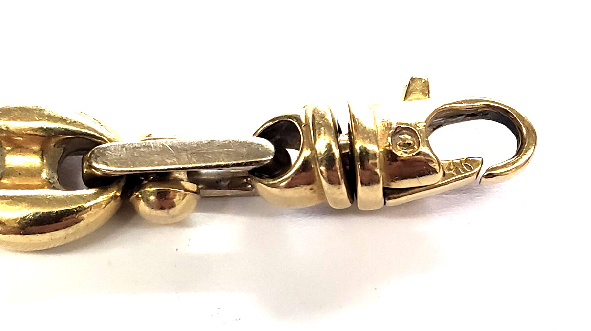 14K Solid Two-Tone Gold 11.8mm 8.25″ Anchor/Mariner Link Bracelet -63.9 grams