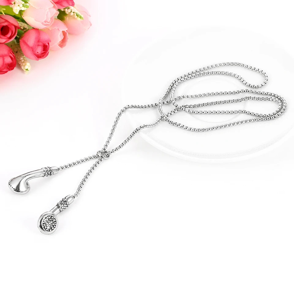 Headphones Pendant Necklace Kirsite Music Earbuds Metal Chain Punk Men Jewelry