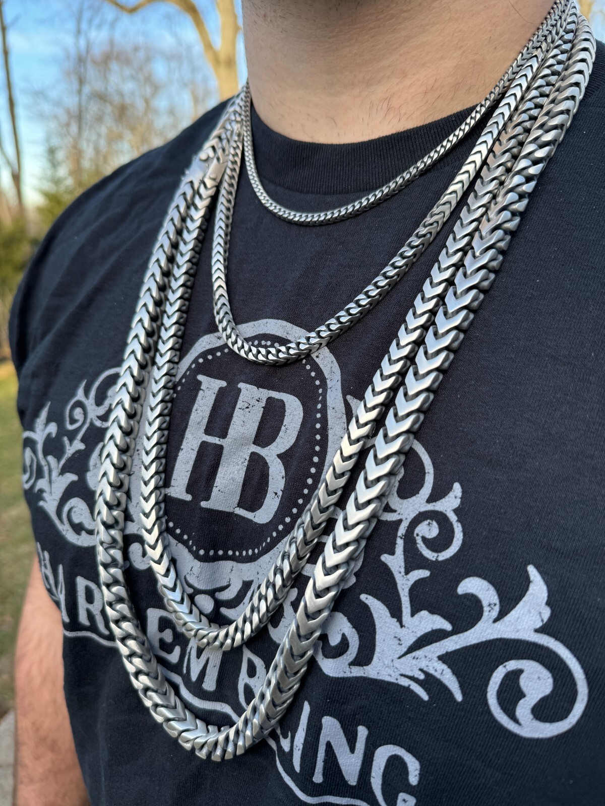 Handmade Franco Chain Necklace Oxidized Real 925 Sterling Silver Box Lock 4-10mm