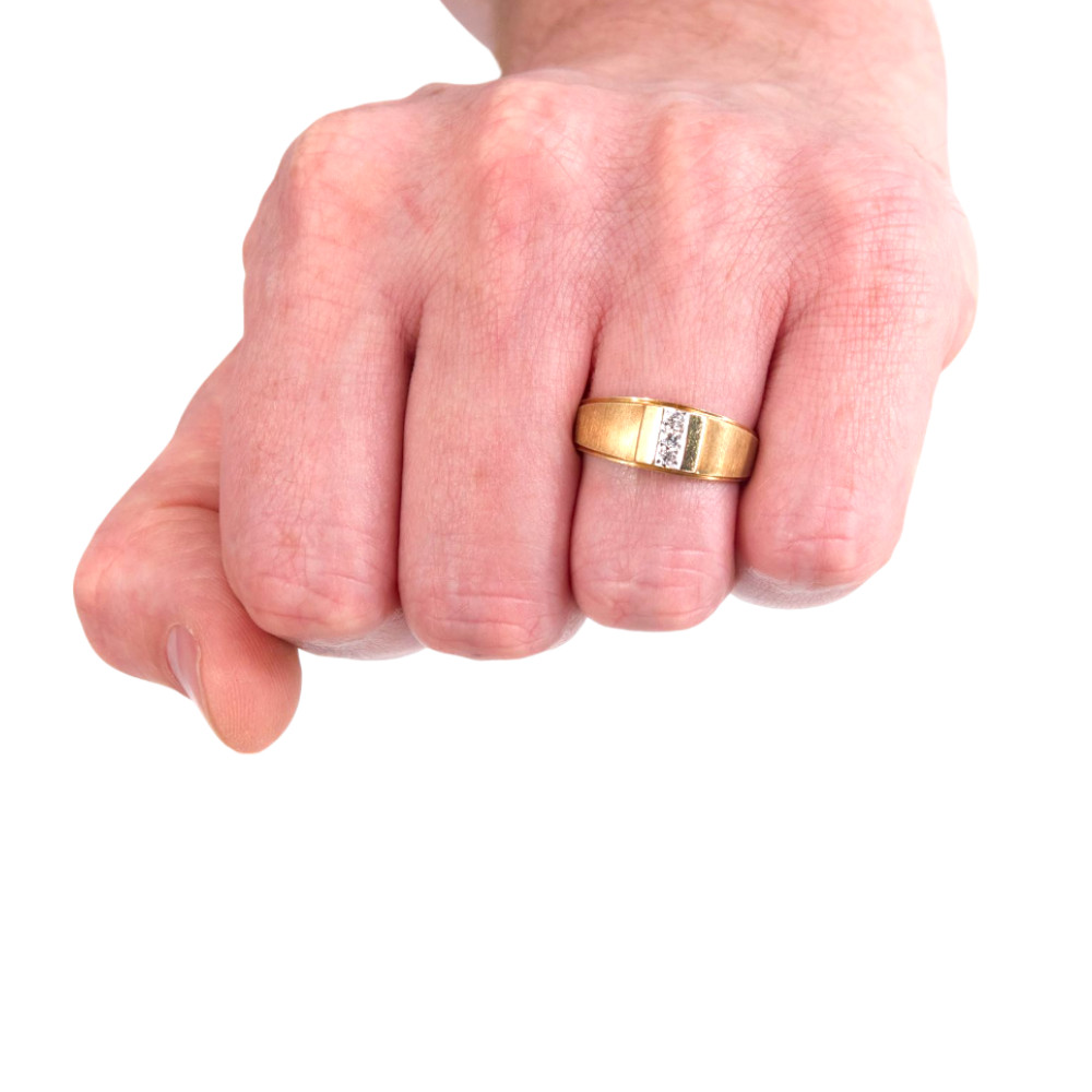 Wedding Diamond Band 18K yellow Gold Round 1 Carat Mens Ring 8 MM Lab Created