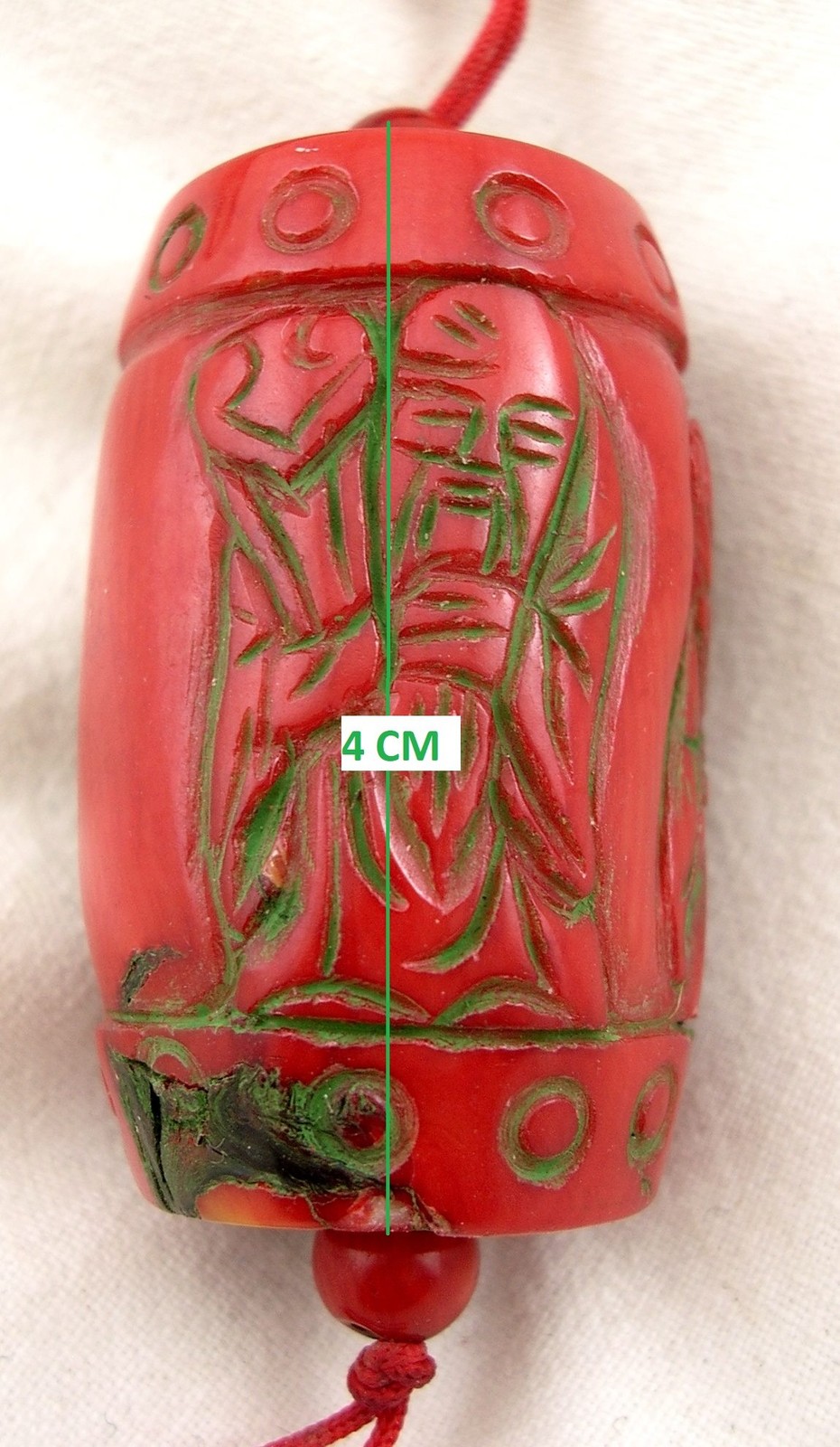 CHINA VINTAGE BAMBOO CORAL PENDANT PENDANT CARVED WISE 40mm