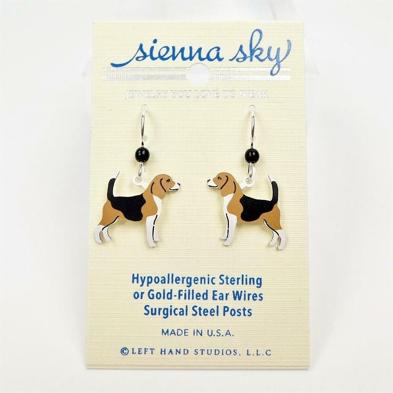 Sienna Sky Earrings Sterling Silver Hook Barney the Beagle Dog Handmade in USA
