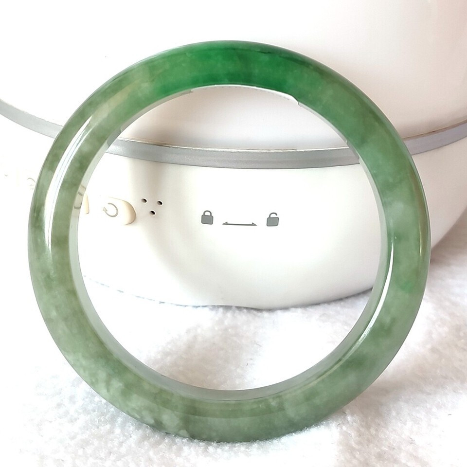 Certified Grade A Green 57mm Natural Burma Jade jadeite Bangle Bracelet-
