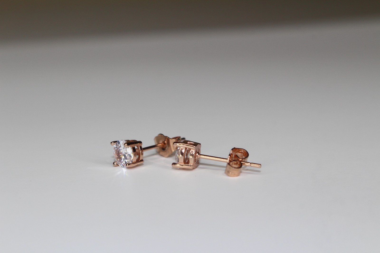 4mm GENUINE 14k ROSE GOLD Vermeil Stud Earrings .50ctw Lab Sim VVS Diamonds