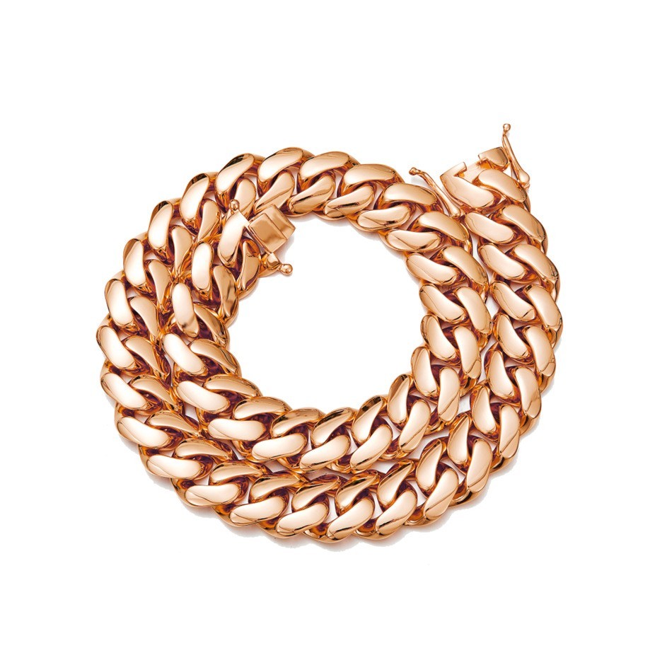 10-22MM Stainless Steel Rose Gold Miami Hip Hop Cuban Chain Necklace Bracelet