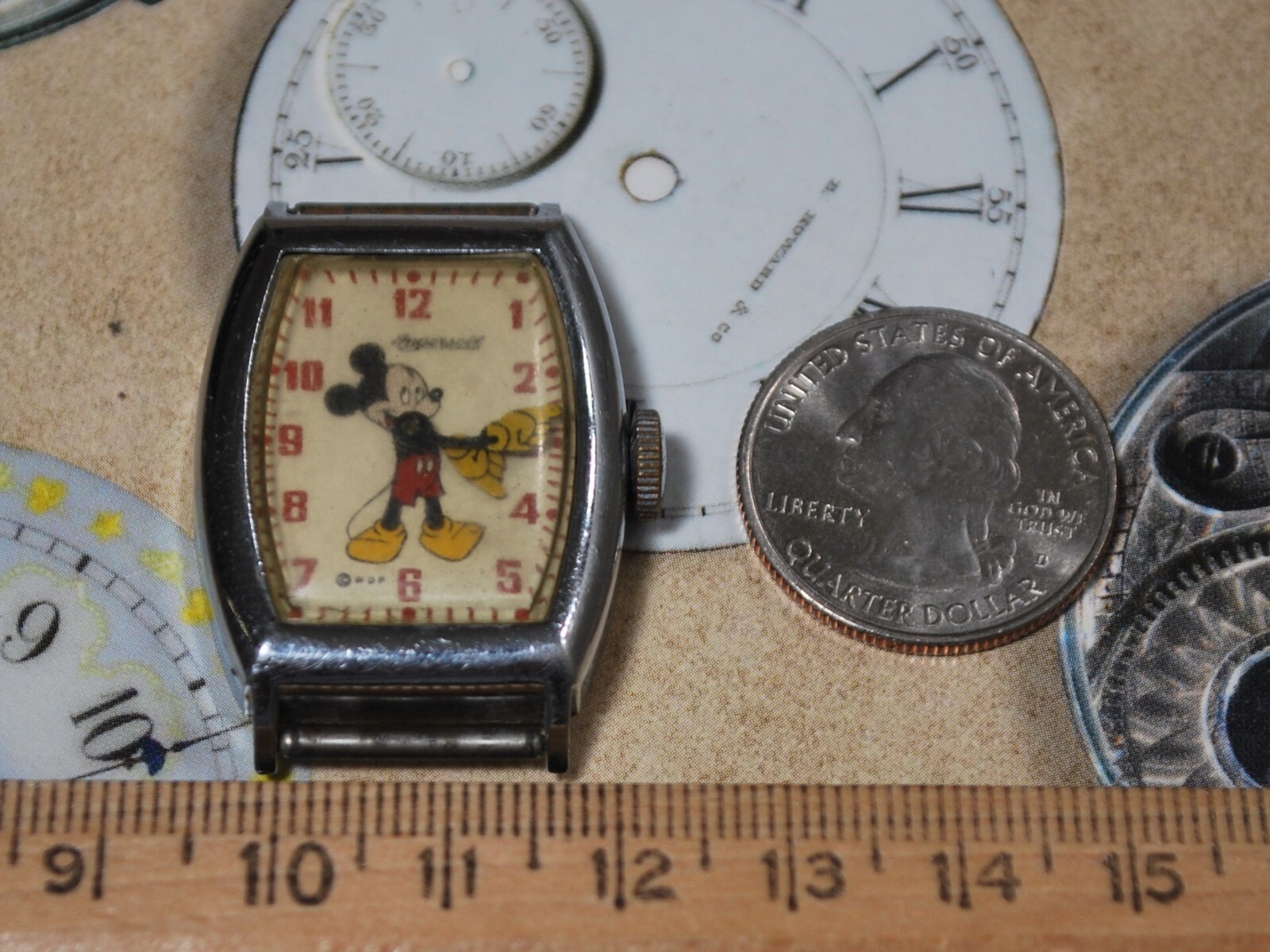 Vintage INGERSOLL Mickey Mouse Manual Wind Men’s Watch –For Repair