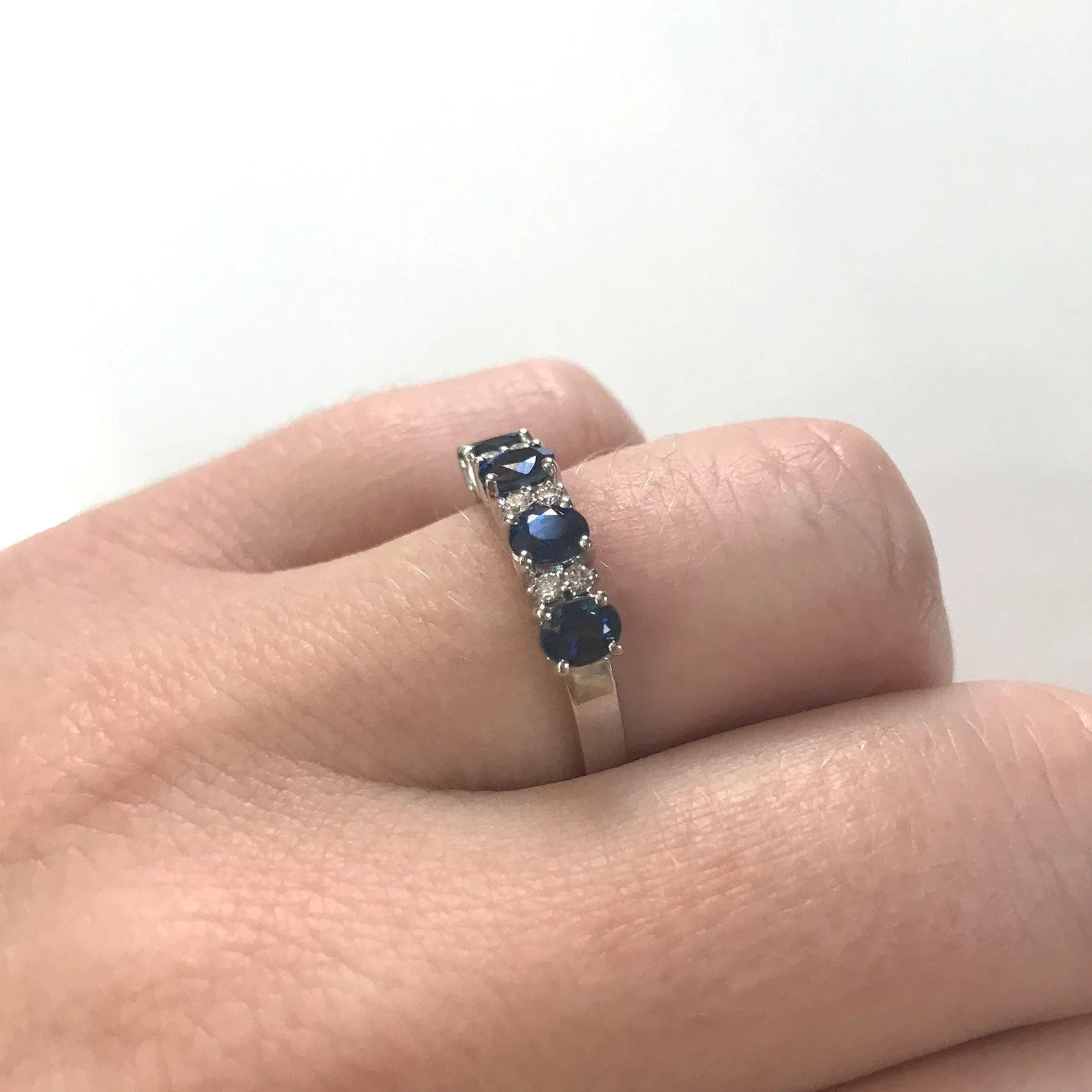 3.94 Ct Oval Cut Natural Sapphire Diamond Wedding Ring 14K White Gold Size 8