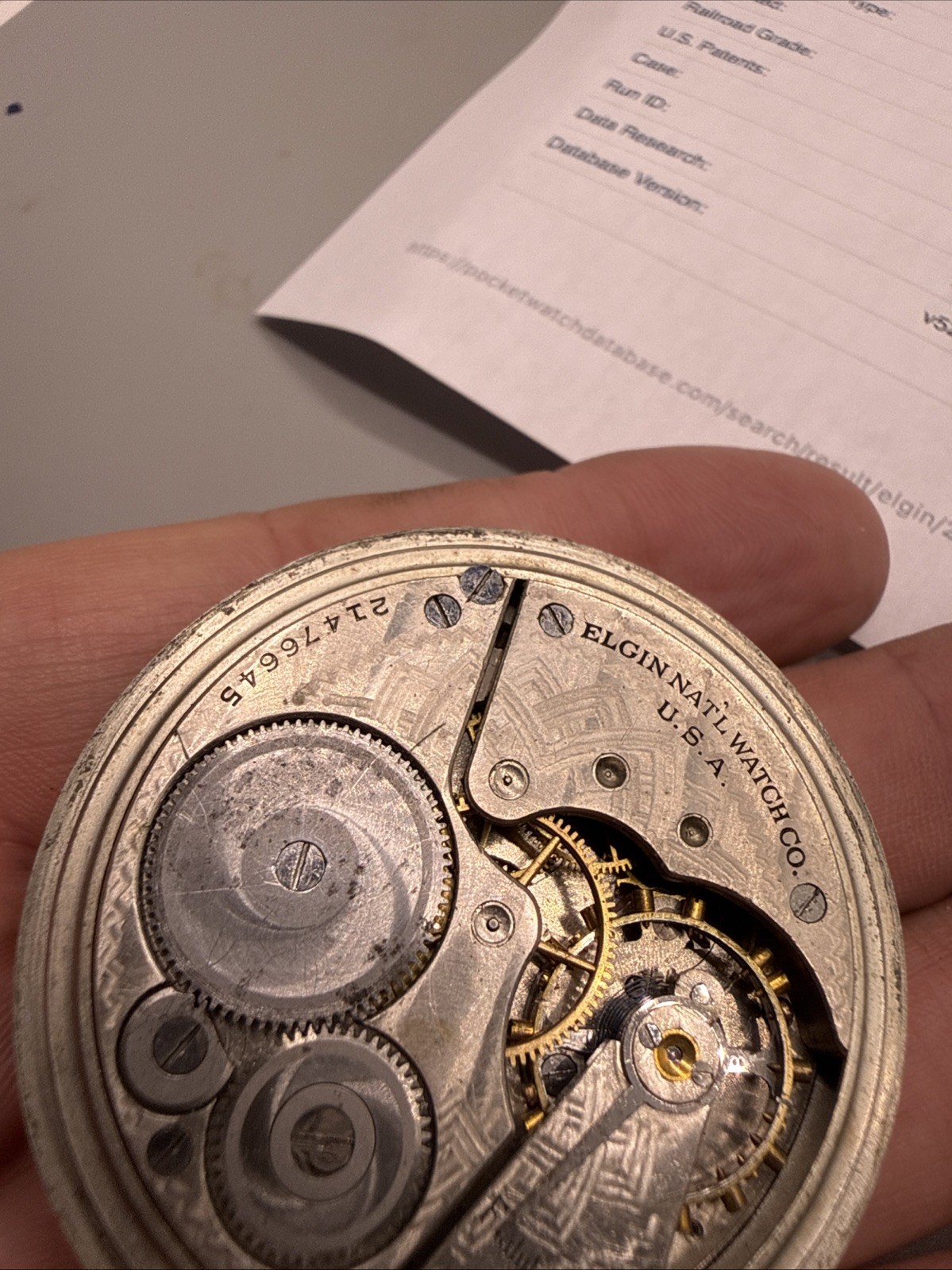 1919 Elgin Grade 291 Sz.16s 7 Jewels Keystone Nickel Case Fully Functional
