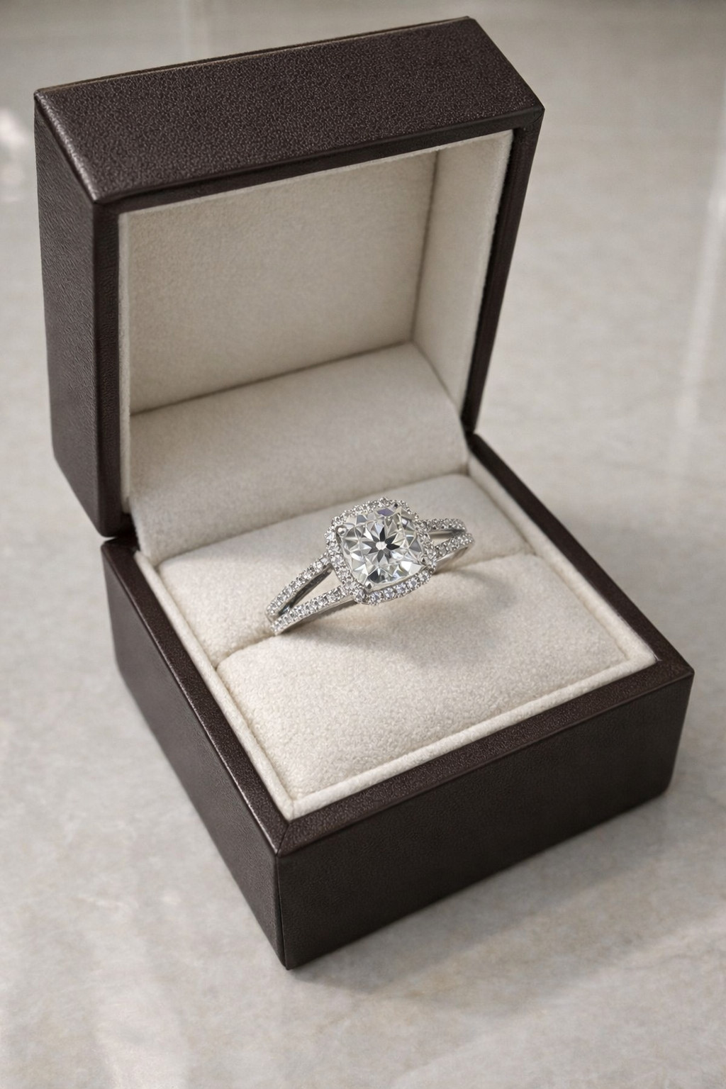 Cushion Moissanite Halo Ring 925 Silver Engagement Ring Bridal Wedding Gift