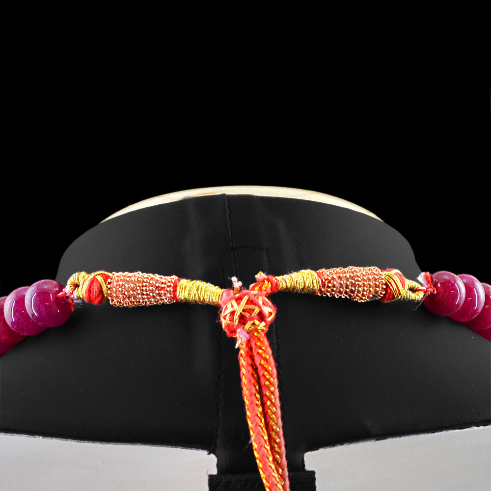 BEAUTIFUL 459.00 CTS EARTH MINED RICH RED RUBY HAND MADE ROUND BEADS NECKLACE