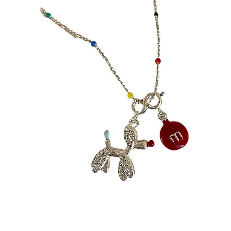 Balloon Dog Shape Necklace Puppy Animal Pendant Chain Fashionable Jewelry Gift