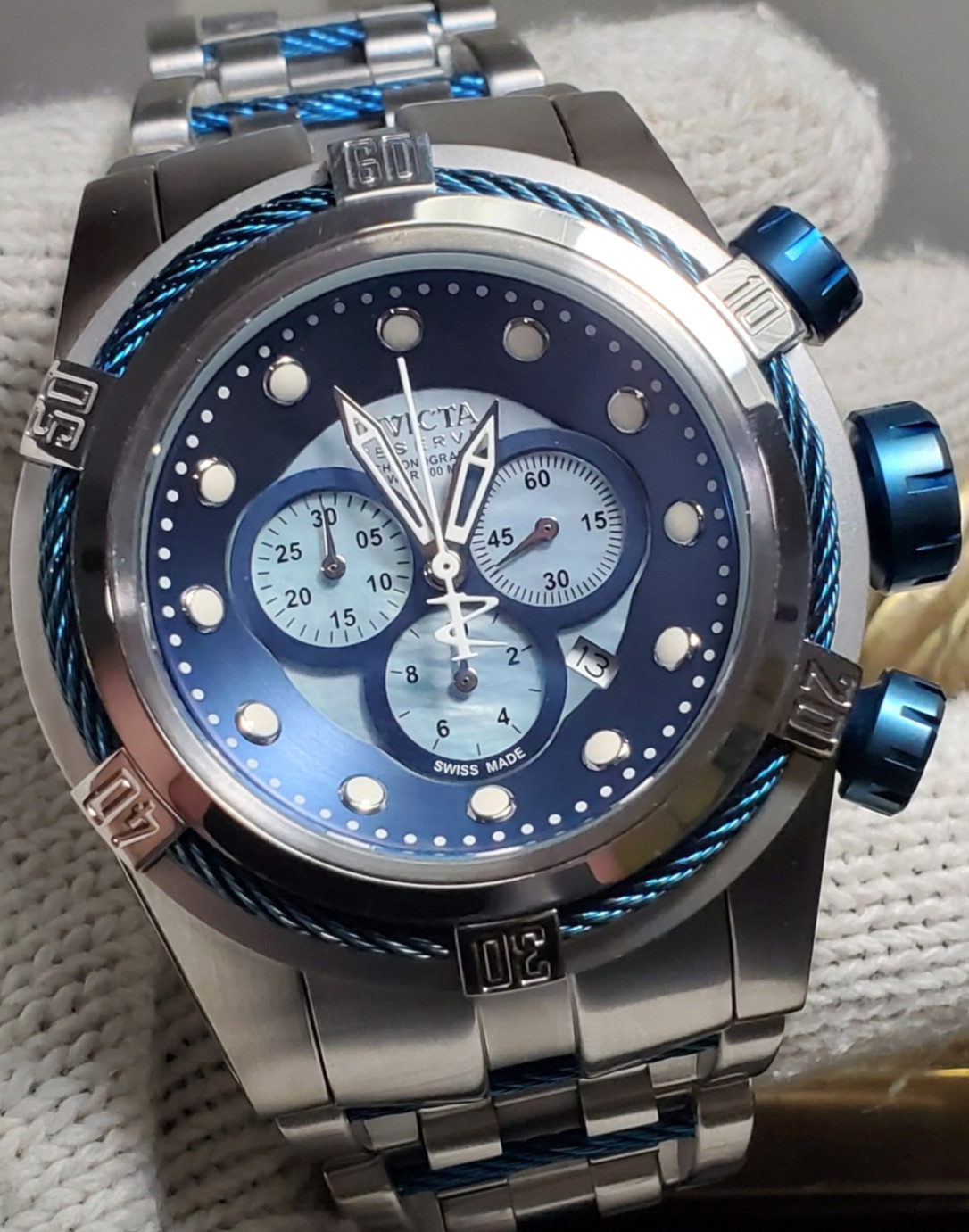 INVICTA RESERVE BOLT ZEUS SWISS CHRONO RONDA Z60 MEN’S WATCH 53mm MOP #12728