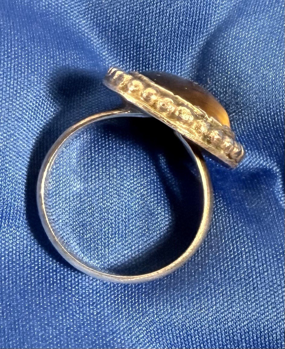 Vintage Navajo Sterling Silver Tigers Eye Statement Ring Sz 7 Native Southwest