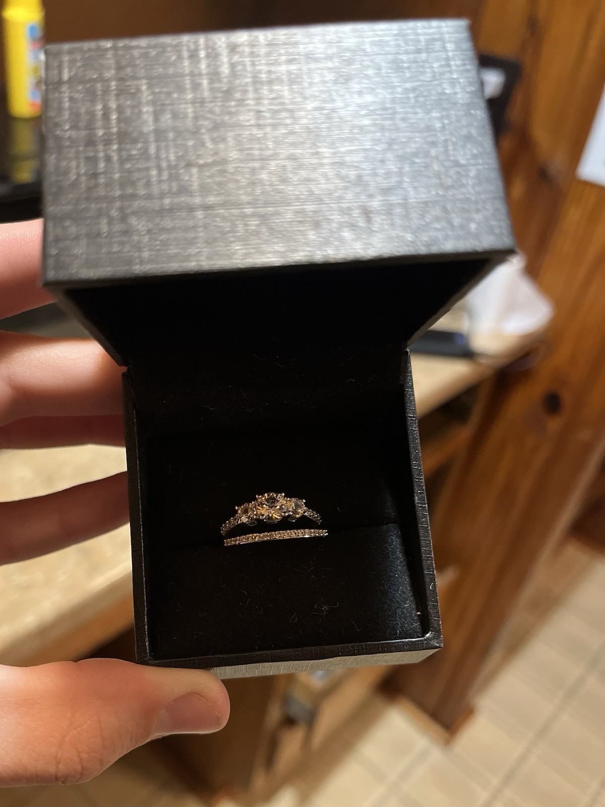Zales Engagement & Wedding Ring Set 925 Sterling Silver White Sapphire 8.5