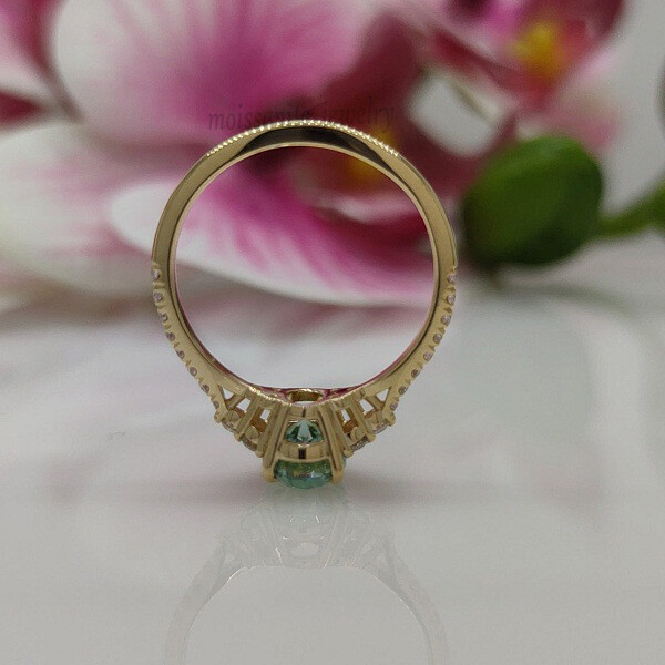 Oval Cut 2.20Ct Green Sapphire 14k Yellow Gold Vermeil Engagement Ring For Her