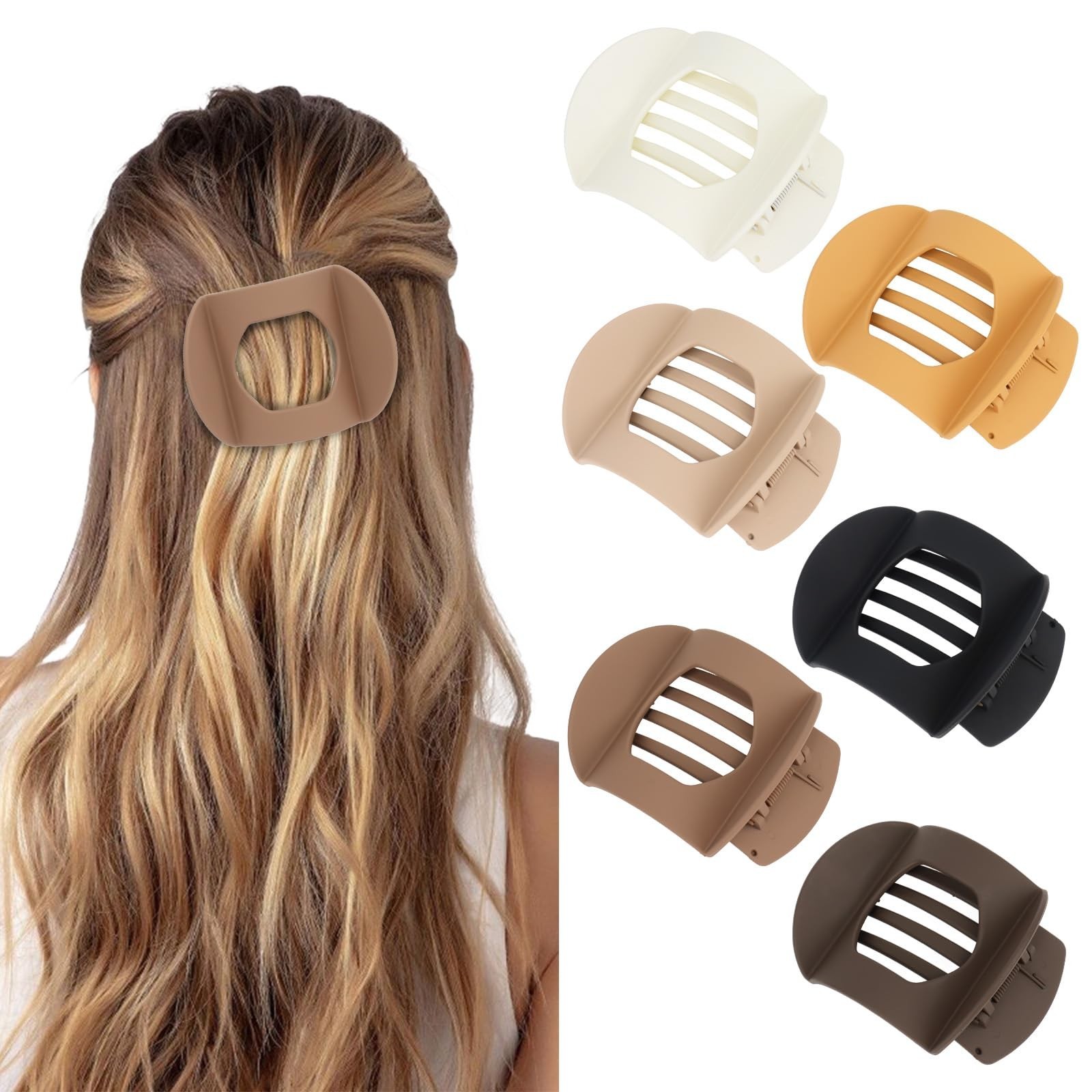 6pcs Flat Hair Clips French Claw Clips Hair Barrettes for Thick Thin Hair Mat…