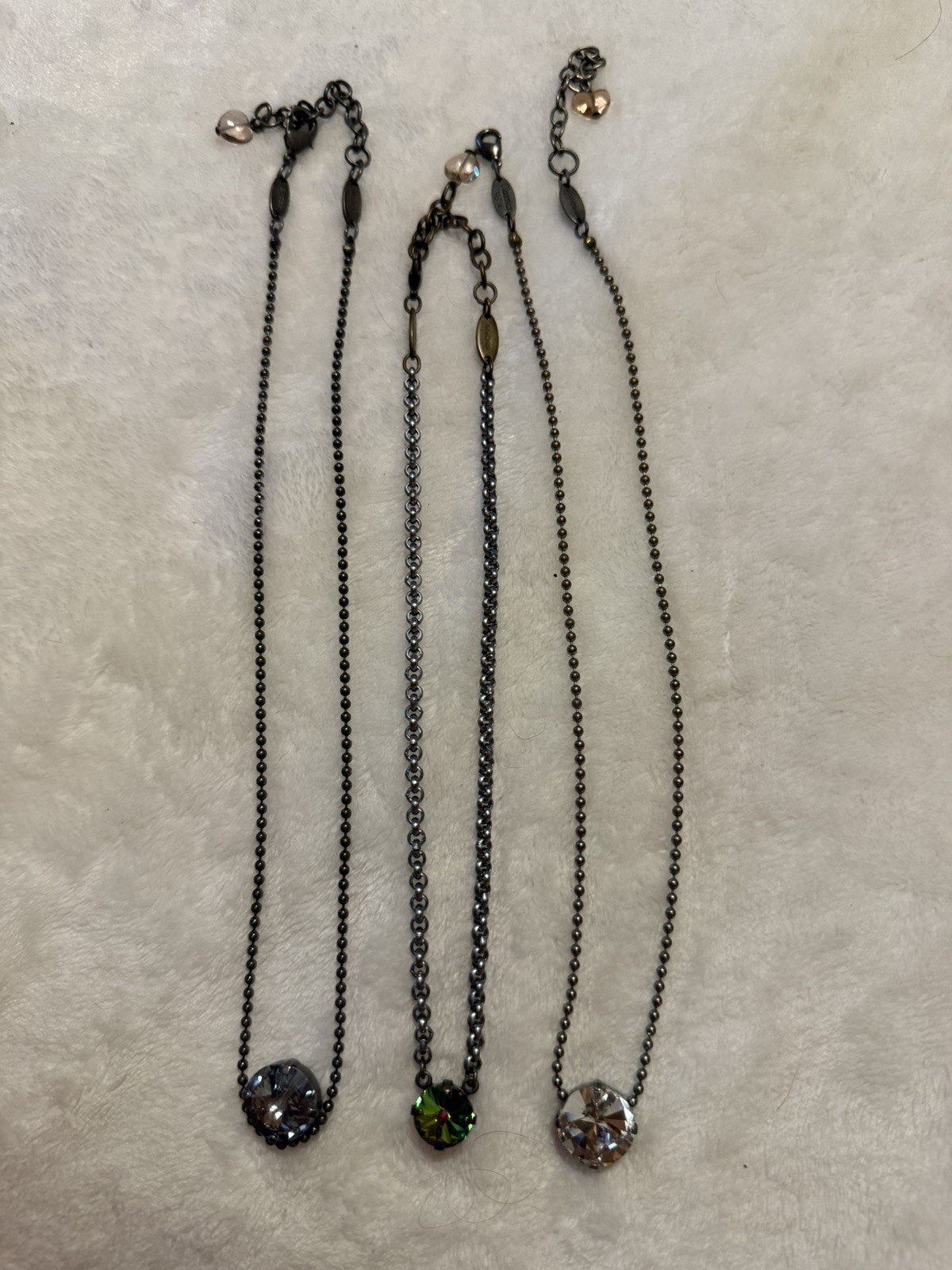 Sabika Basics & Classic Lot of 3 Round Iridescent Clear Crystal Necklaces