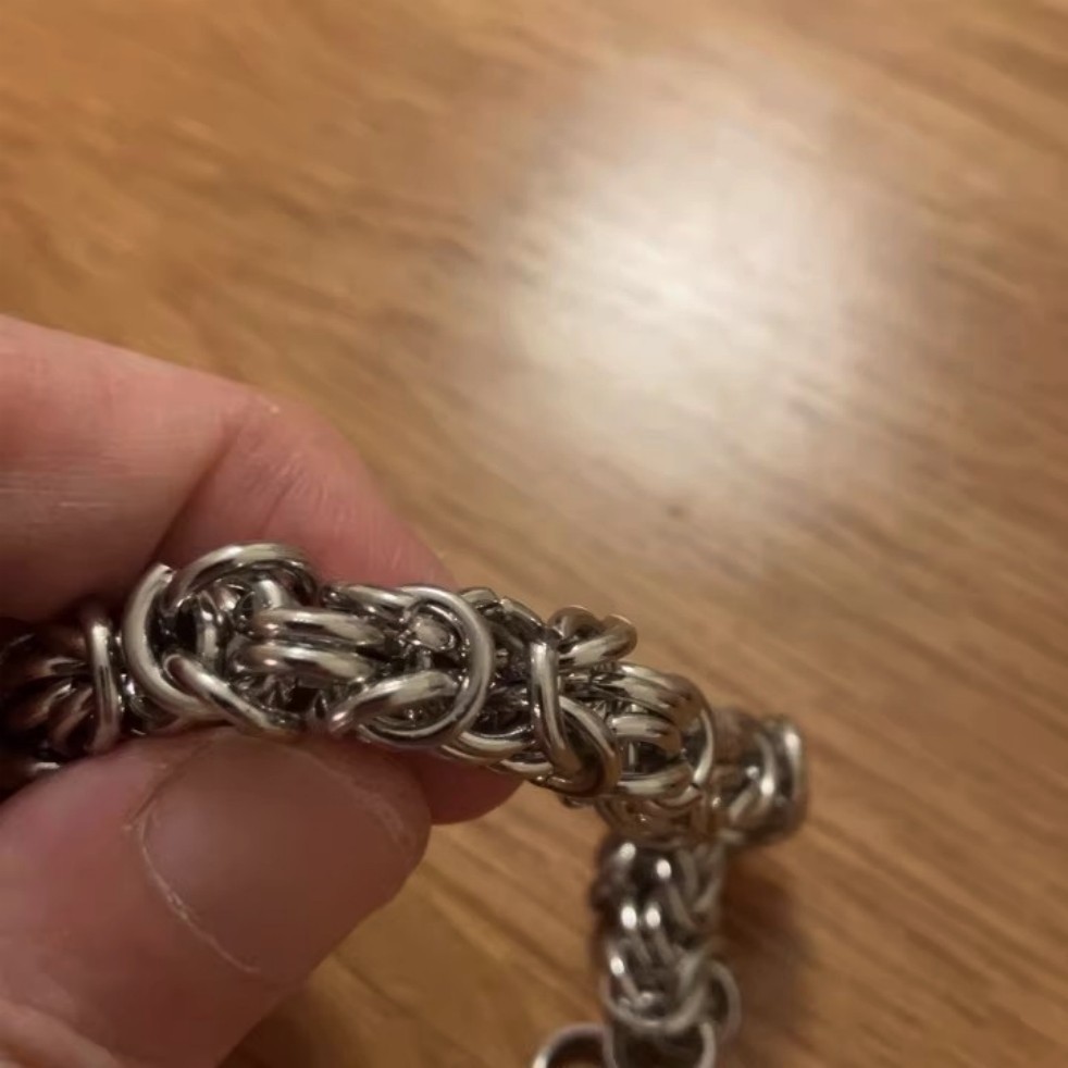 Men’s Thick Braided Byzantine Chain Bracelet Silver Plated Alloy Cuff Bangle