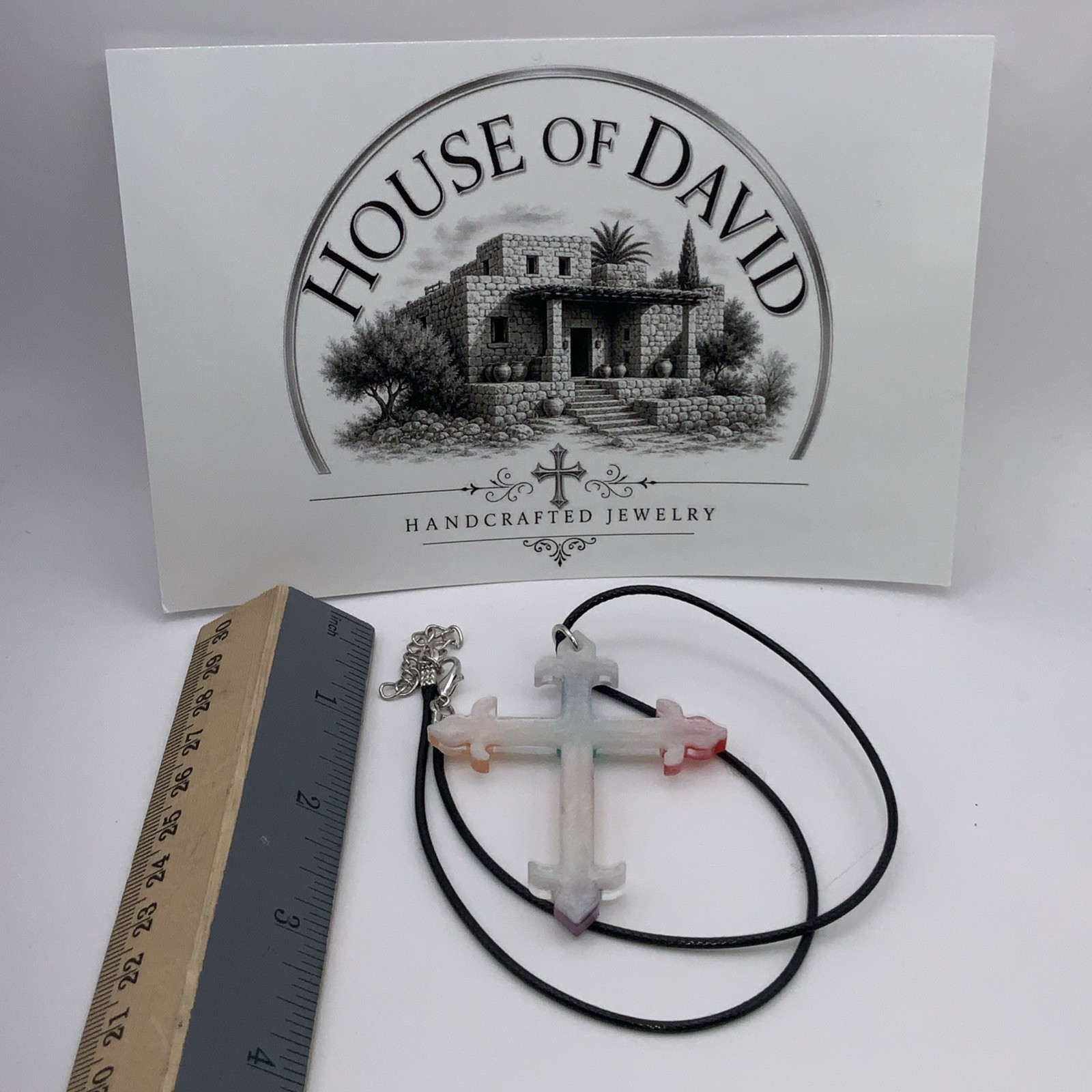 House Of David Handmade Cross Necklace Bazooka Dots