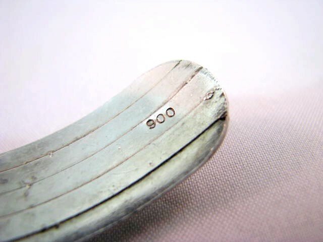 Solid Sterling Silver 900 Bangle With Larimar Bracelet Circa 1950