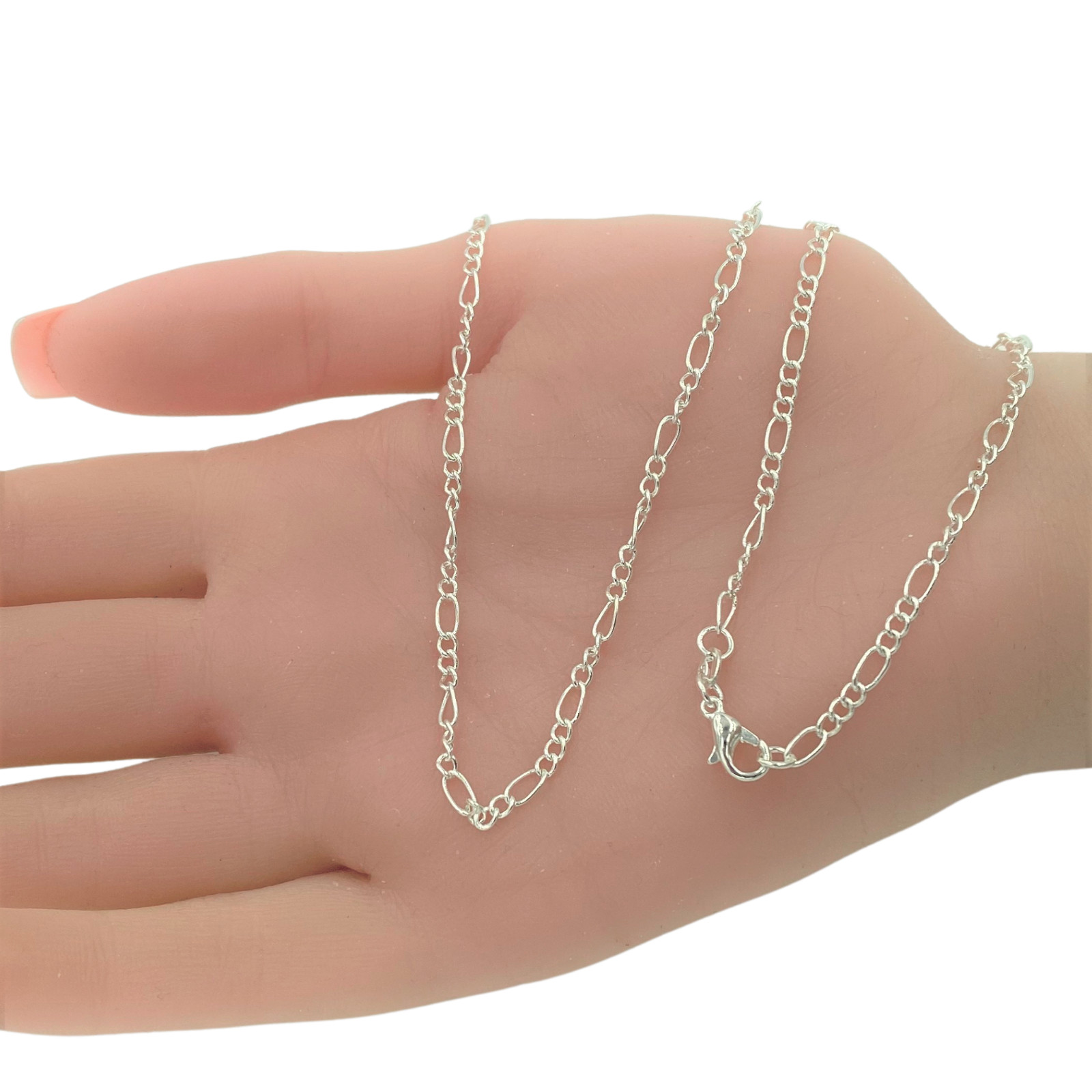 LOT OF TEN (10) Italian Figaro 2mm Chain Necklaces 24″ Sterling Silver