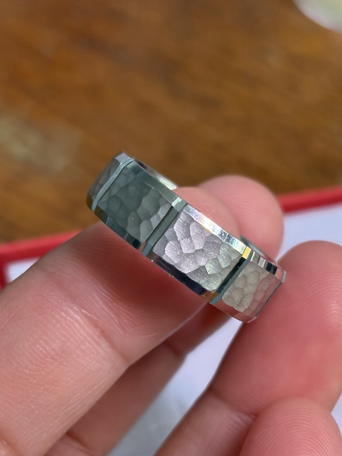 935 argentium silver Hammered Design Band 7mm Size 10