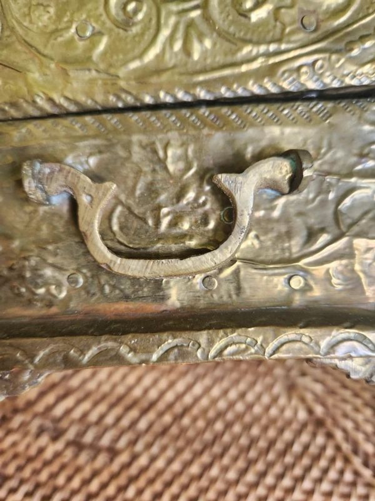 Embossed Gold Treasure Box, Jewelry Casket, Lined – handles Ornate Antique UK
