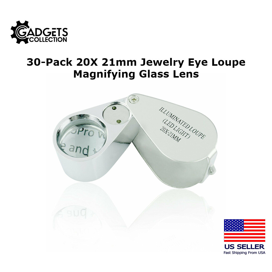 30PK 20X LED Illuminated Jewelers Jewelry Loupe Magnifier Magnifying Glass Lens