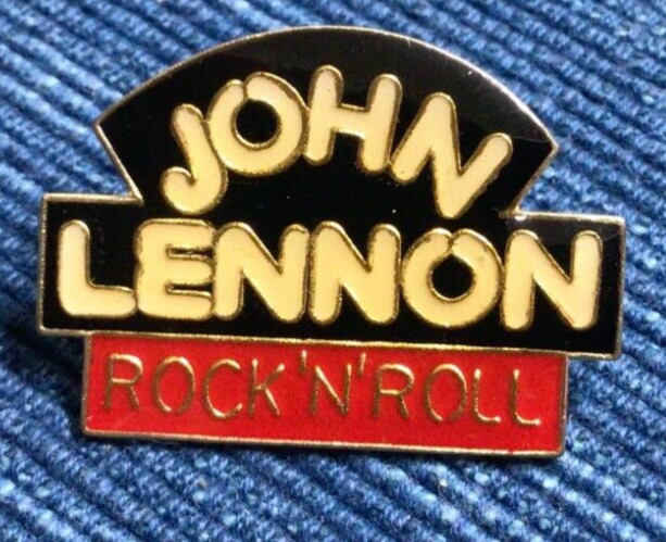 NEW NOS John Lennon Rock N Roll Enamel Lapel Pin 1″ Shirt Backpack Badge ~890A