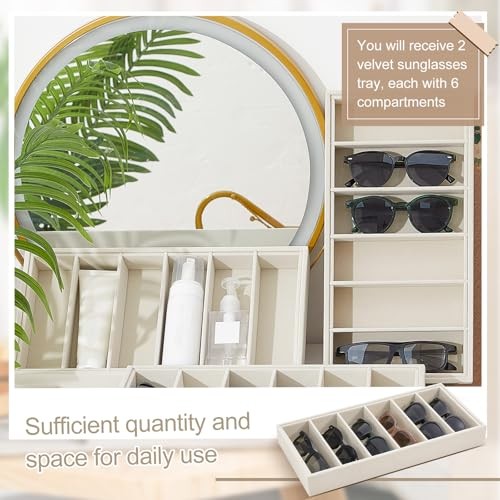 Pcs Velvet Sunglasses Organizer Tray 6 Grid Sunglass Organizer Velvet 2 Beige