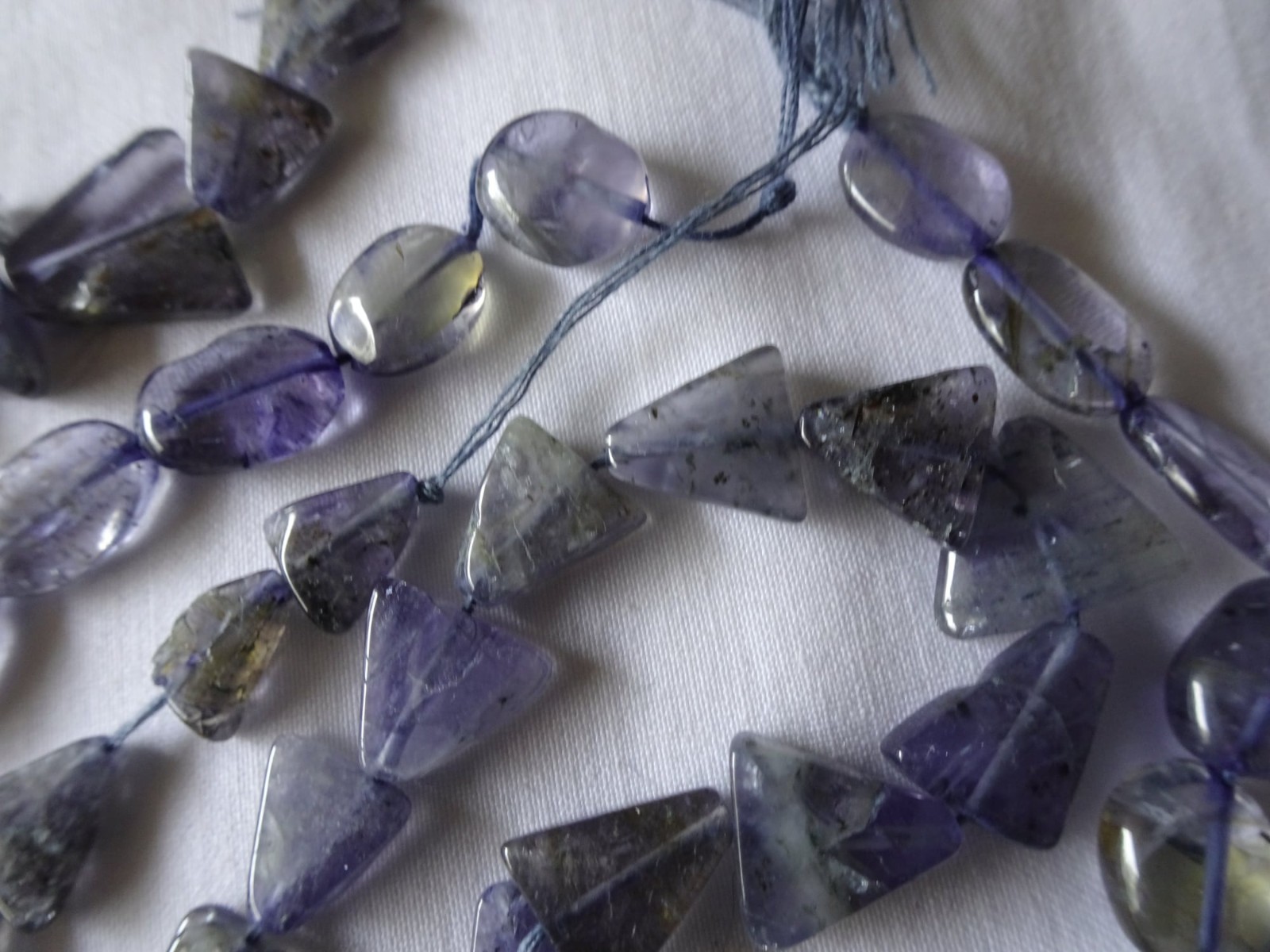 TWO Strands Natural Iolite Stone Triangle &Puffy Oval 7-13mm Long Beads A866 DNG