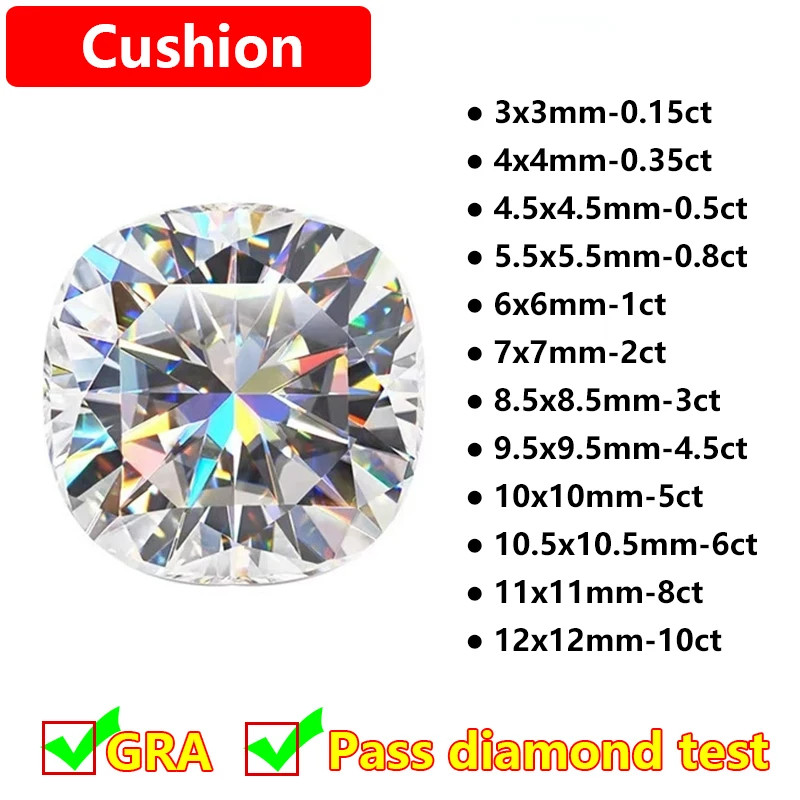 1-10ct Full Shape Moissanite Loose Stone D Color Moissanite Gemstones Wholesales