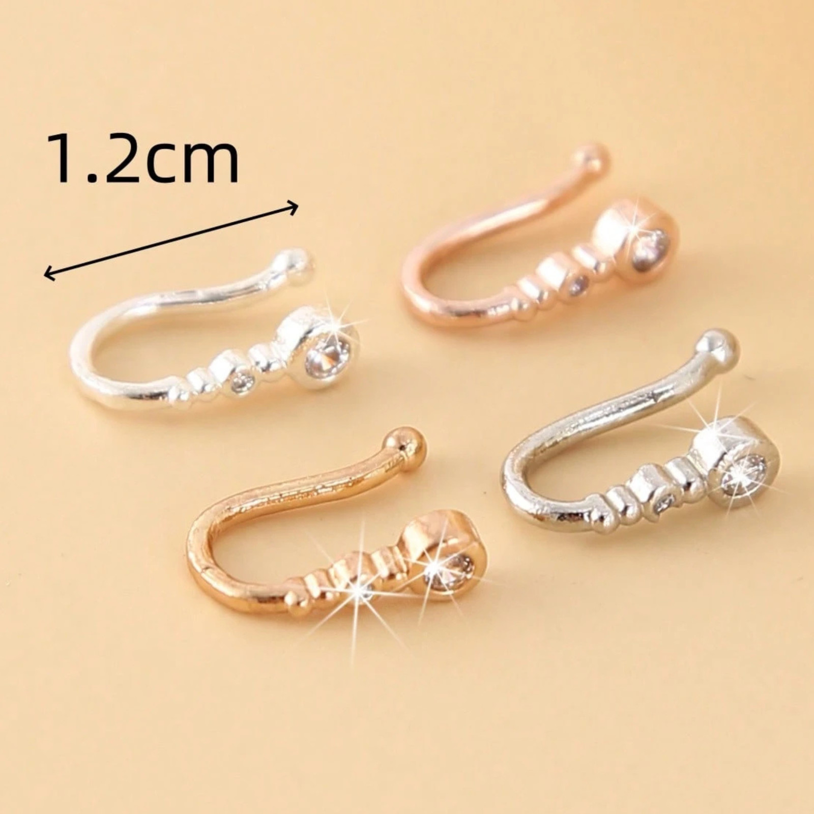 4pcs Nose Rings Non Piercing U-Shaped Nose Stud Elegant Style Non Ring For Women