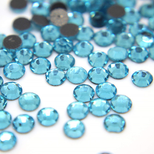 Rhinestone 1440pcs HotFix Aquamarine Beads Flatback Iron-On Glass Charm ss10 3mm