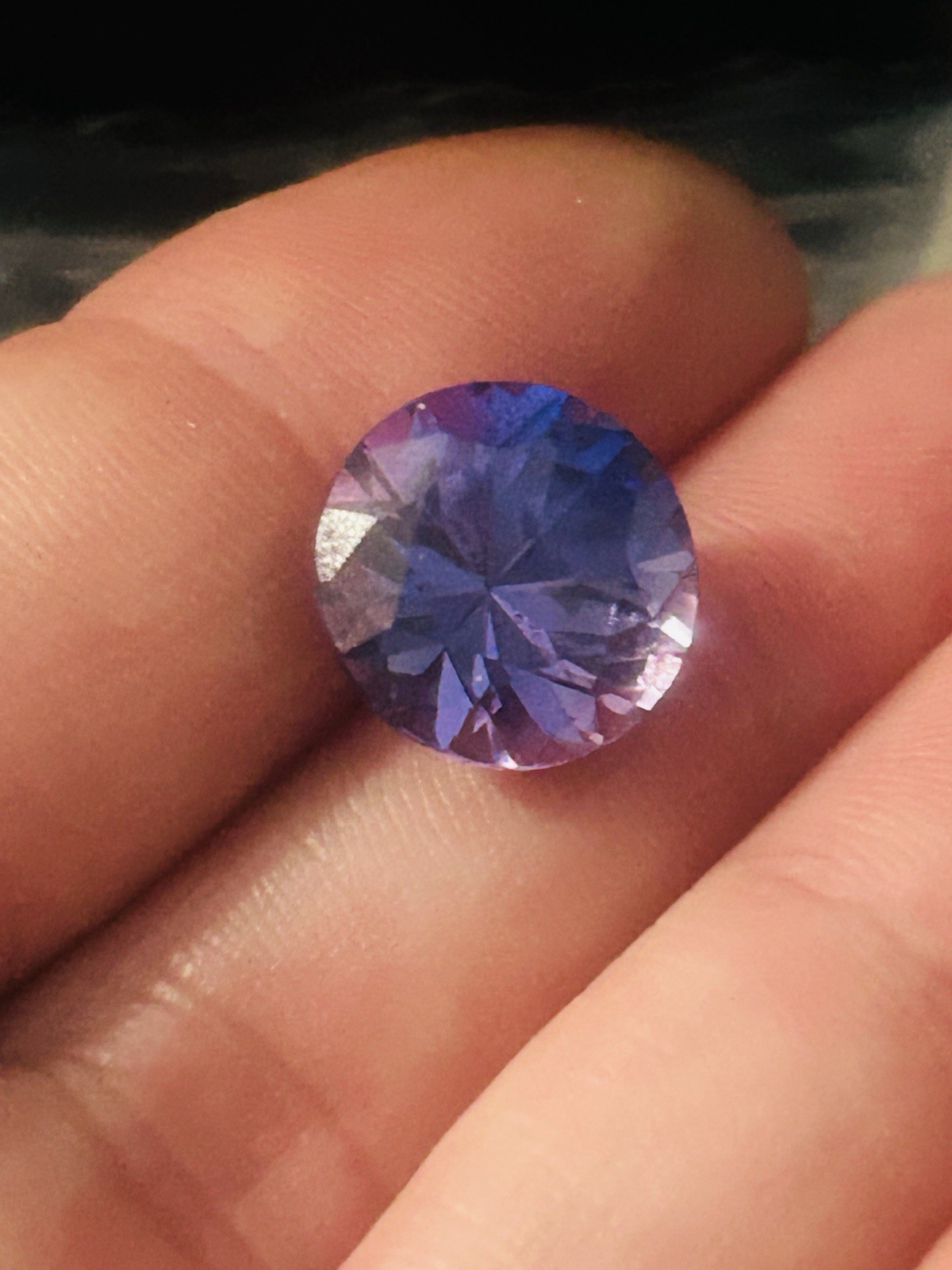 8.3 Ctw-11mm Round Royal Purple-Blue Color Change Sapphire