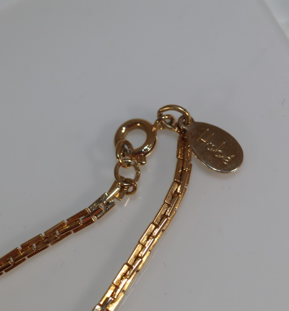 Vintage Hobé Gold Tone Lariat Sautoir Necklace Genuine Sodalite Stone Tassel