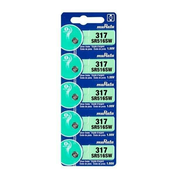 5 Pcs 317 Sony Mercury Free Silver Oxide Watch Battery
