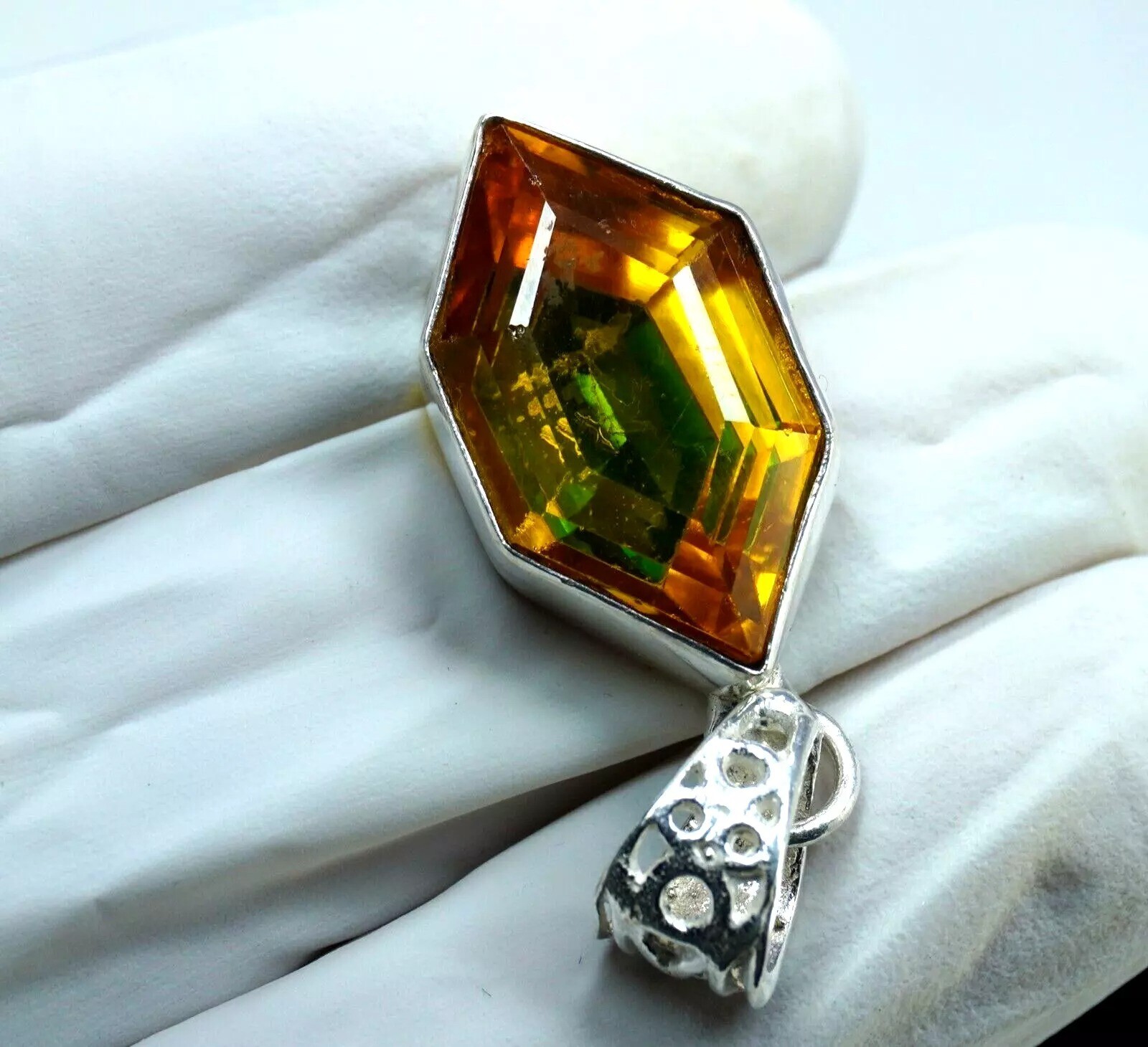 Natural 35.55 Ct Bi-Color Pitambari Sapphire Fancy 925 Silver Pendant Gemstone